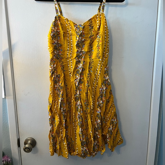 Old Navy Yellow Floral Mini Dress - Picture 1 of 4